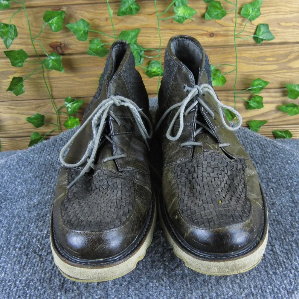 Sorel Moc Woven Men's 10 Brown Leather Lace-Up Boots Waterproof Traction Comfort